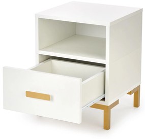 SILVIA bedside table, white - gold DIOMMI V-PL-SILVIA-SZAFKA_N-BIAŁY/ZŁOTY