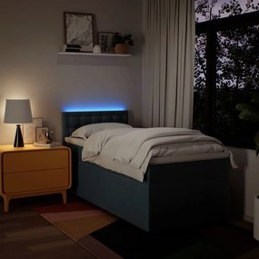 vidaXL Κρεβάτι Boxspring με Στρώμα Μπλε 90x190 εκ.Υφασμάτινο