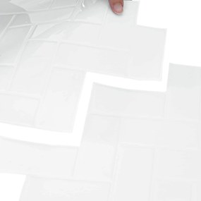 vidaXL Πλακάκι ψαροκόκαλο 20 pcs Λευκό 30 x 30 cm Πολυουρεθάνη και PET