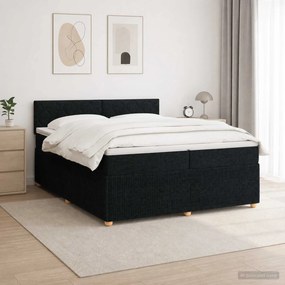 vidaXL Κρεβάτι box spring με στρώμα Μαύρο 200 x 200 cm Ύφασμα