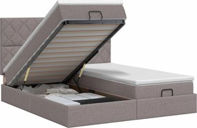 vidaXL Κρεβάτι Ottoman με στρώμα με κεφαλάρι 2 τεμ. Taupe Ύφασμα