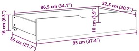 Συρτάρια Κρεβατιού 2 τεμ 95x55x16 εκ Καφέ Κεριού Μασίφ Πεύκο - Καφέ