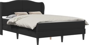 vidaXL Σκελετός κρεβατιού με στρώμα Μαύρο 140 x 200 cm Τεχνητό Δέρμα