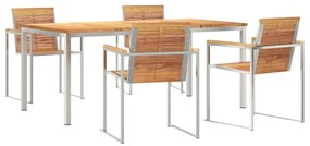 vidaXL Σέτ φαγητού για κήπο 5 pcs Συμπαγές Ξύλο Τικ