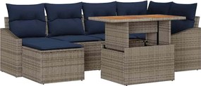 vidaXL Σετ Καναπέ Κήπου με αποθήκευση 7 pcs Γκρι Πολυ ράταν