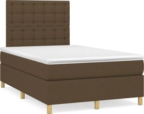 vidaXL Κρεβάτι Boxspring με Στρώμα Σκούρο Καφέ 120x200 εκ. Υφασμάτινο
