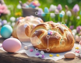 Intra Συλλεκτικό Ξύλινο Παζλ Plywood 4mm - Ψωμιά και αυγά με θέμα το Πάσχα σε ξύλινο τραπέζι Σε Ξύλινο Κουτί - Διαστάσεις: 10x10 cm – 25 κομμάτια