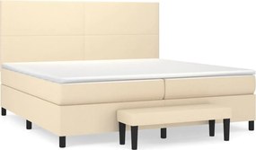 vidaXL Κρεβάτι Boxspring με Στρώμα Κρεμ 200x200 εκ. Υφασμάτινο