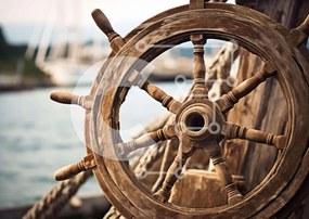 Intra Συλλεκτικό Ξύλινο Παζλ Plywood 4mm - Ξύλινο τιμόνι πλοίου και βάρκες Σε Ξύλινο Κουτί - Διαστάσεις Puzzle: 10x10 cm – 25 κομμάτια