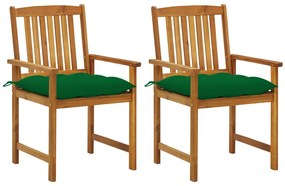 Καρέκλες Κήπου 2 τεμ. Μασίφ Ξύλο Ακακίας με Μαξιλάρια