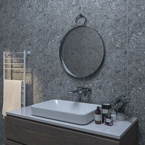 Iron Link Ø55 - Καθρέπτης μπάνιου μεταλλικός - Black Matt