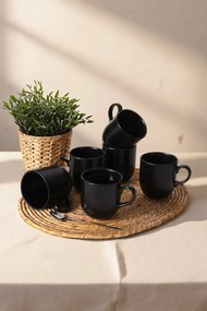 Stewehome Σετ 6 τεμαχίων ματ μαύρα κεραμικά κούπες Μαύρο