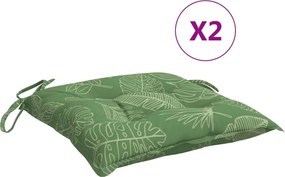 vidaXL Μαξιλάρια Καρέκλας 2 τεμ. Σχέδιο Φύλλων 40x40x7 εκ. Υφασμάτινα
