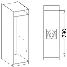 Επιδαπέδιο ντουλάπι ψυγείου Artista 60 LO 210 2F-Krem