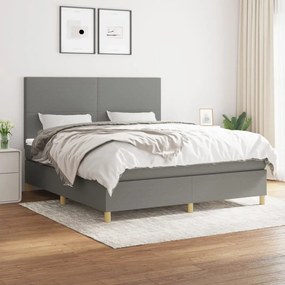 vidaXL Κρεβάτι Boxspring με Στρώμα Σκούρο Γκρι 160x200 εκ Υφασμάτινο