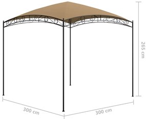 vidaXL Κιόσκι Taupe 3 x 3 x 2,65 μ. 180 γρ./μ²