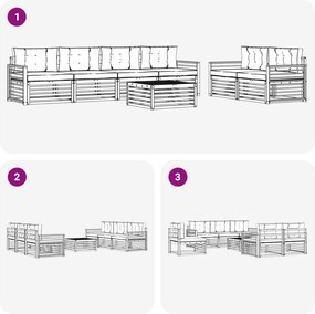 vidaXL Σειρά Καναπέ Εξωτερικού 7 pcs Λευκό και Κρεμ Πολυεστέρας