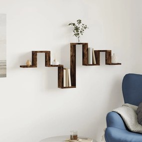 vidaXL Ραφιέρα Τοίχου Καπνιστή Δρυς 104,5x10x43 εκ. Επεξεργασμένο Ξύλο