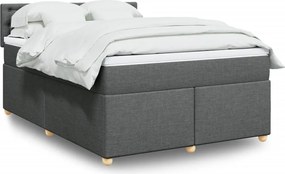 vidaXL Κρεβάτι Boxspring με Στρώμα Σκούρο Γκρι 140x200 εκ Υφασμάτινο