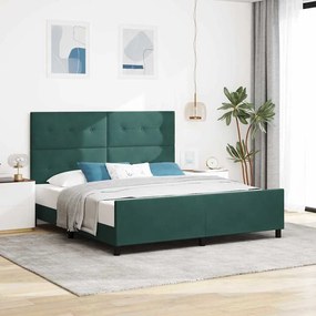 vidaXL Σκελετός Κρεβατιού Σκούρο πράσινο 180 x 200 cm Βελούδο