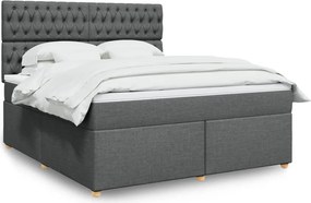 vidaXL Κρεβάτι Boxspring με Στρώμα Σκούρο Γκρι 180x200 εκ Υφασμάτιν