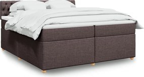 vidaXL Κρεβάτι Boxspring με Στρώμα Σκούρο Καφέ 200x200 εκ. Υφασμάτινο