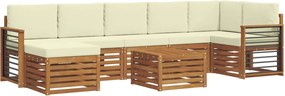 vidaXL Σειρά Καναπέ Εξωτερικού με μαξιλάρι 8 pcs Φυσικό και Κρέμα