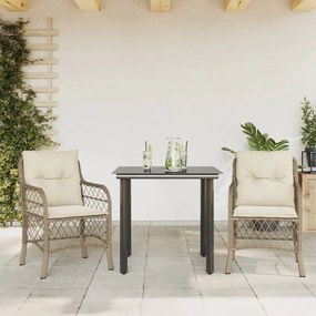 Σετ Επίπλων Bistro 3 τεμ. Μπεζ Συνθετικό Ρατάν με Μαξιλάρια