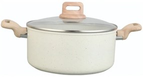 Κατσαρόλα Voltz Nice OV54418E24D, 24x15 cm, 6.5 l, Μαρμάρινο φινίρισμα, Επαγωγή, Κρέμα μελανζέ