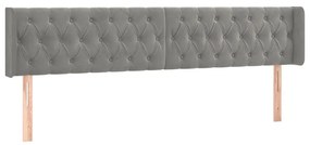 Κεφαλάρι με Πτερύγια Ανοιχτό Γκρι 183x16x78/88 εκ. Βελούδινο - Γκρι