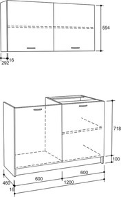 ΣΥΝΘΕΣΗ ΚΟΥΖΙΝΑΣ BLAINE ΜΕΛΑΜΙΝΗ SONAMA-ΛΕΥΚΟ HM2439 120x46-29,2εκ.