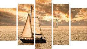 ΠΙΝΑΚΑΣ ΠΕΝΤΑΠΤΥΧΟ MDF SUNSET SAILING HM7206.01 100X0,3X60 εκ.