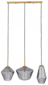 00975 GloboStar® AMARIS 00975 Μοντέρνο Κρεμαστό Φωτιστικό Ράγα Τρίφωτο 3 x E27 IP20 Χρυσό Μέταλλο με Ασημί Γυαλί - Μ75 x Π30 x Υ30cm