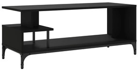 vidaXL Έπιπλο TV Μαύρο 102x40x41εκ Επ Ξύλο/Ατσάλι Ηλ Βαφή Πούδρα