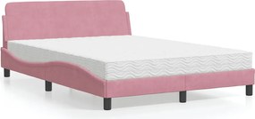 vidaXL Κρεβάτι με Στρώμα Dover Ροζ 140x200 εκ. Βελούδινο
