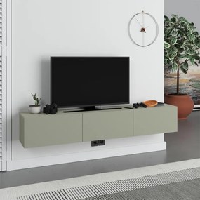Έπιπλο τηλεόρασης επιτοίχιο Francy Megapap χρώμα ash green 180x30x30εκ.