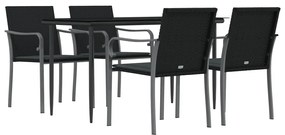 vidaXL Σετ Τραπεζαρίας Κήπου 5 τεμ. Συνθ. Ρατάν / Ατσάλι με Μαξιλάρια