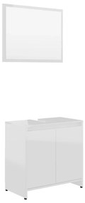Σετ Επίπλων Μπάνιου 3 Τεμαχίων Γυαλιστερό Λευκό από Μοριοσανίδα - Λευκό