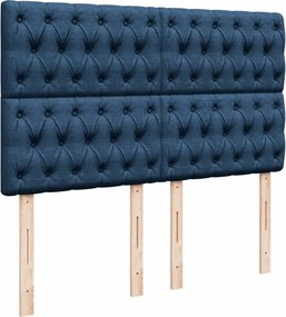 vidaXL Κρεβάτι Boxspring με Στρώμα Μπλε 160x200 εκ. Υφασμάτινο