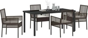 vidaXL Σέτ φαγητού για κήπο 5 pcs Καφέ συνθετικό ρατάν