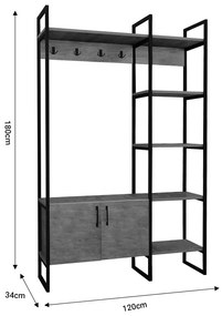 Έπιπλο εισόδου Thoj pakoworld oak μελαμίνης 120x34x180εκ