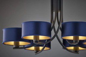 Κρεμαστό Πολύφωτο Arthur Φ78cm Μαύρο με Μπλε Ύφασμα
