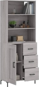 vidaXL Ντουλάπι Γκρι Sonoma 69,5 x 34 x 180 εκ. Επεξεργασμένο Ξύλο