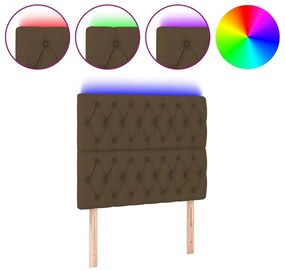 vidaXL Κεφαλάρι Κρεβατιού LED Σκούρο Καφέ 100x7x118/128εκ. Υφασμάτινο