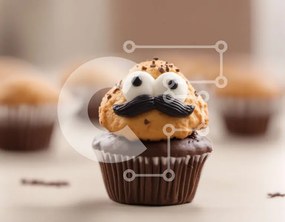 Intra Συλλεκτικό Ξύλινο Παζλ Plywood  4mm - Cupcake μουστάκι με παγωμένο σοκολάτα Σε Ξύλινο Κουτί - Διαστάσεις: 10x10 cm – 25 κομμάτια