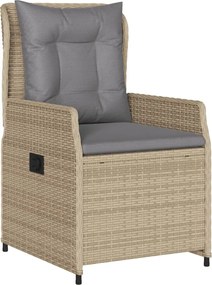 vidaXL Καρέκλες Κήπου Ανακλινόμενες 2 τεμ. Μπεζ Συνθ. Ρατάν