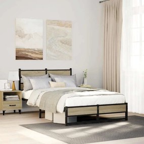 vidaXL Σκελετός Κρεβ. Χωρίς Στρώμα Sonoma Δρυς 120x200 εκ. Μεταλλικό