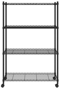 vidaXL Ραφιέρα 4 Επιπέδων με Τροχούς Μαύρη 90x35x142 εκ. 200 κ.