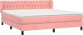 vidaXL Κρεβάτι Boxspring με Στρώμα Ροζ 160x200 εκ. Βελούδινο