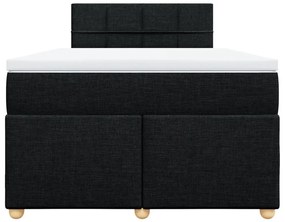 Κρεβάτι Boxspring με Στρώμα Μαύρο 120x190 εκ. Υφασμάτινο - Μαύρο